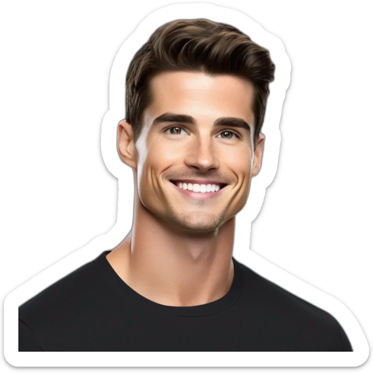 Mason mount Cristiano Ronaldo Matt Bomer 30 year old Silicon Valley product designer smiling with stubble and mustache in a black tshirt with broad shoulders profile photo sticker