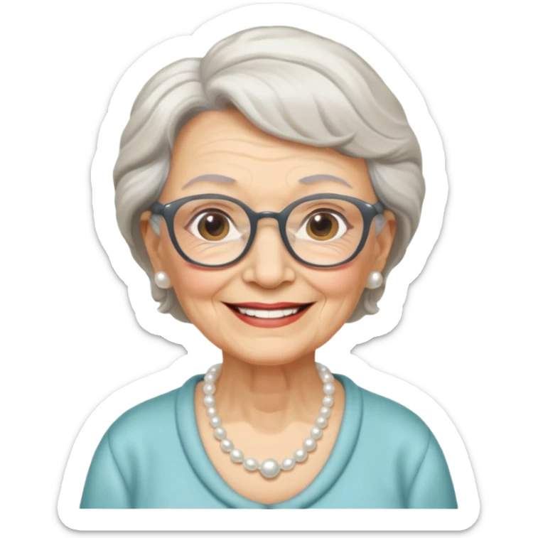 very old lady grandma wearing glasses with a pearl necklace emoji sticker