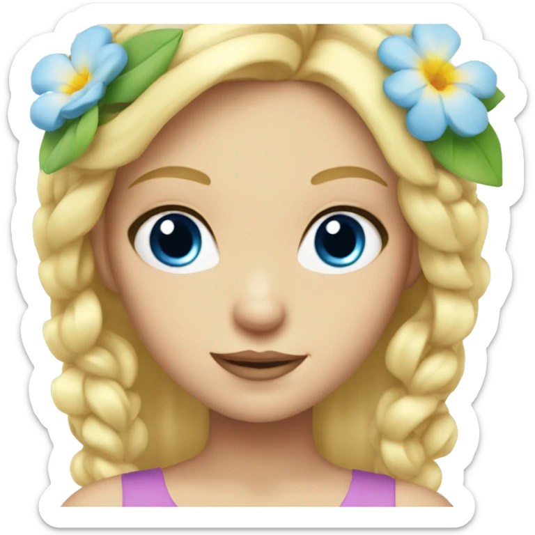 Blonde blue eyed girl with flower in hair sticker