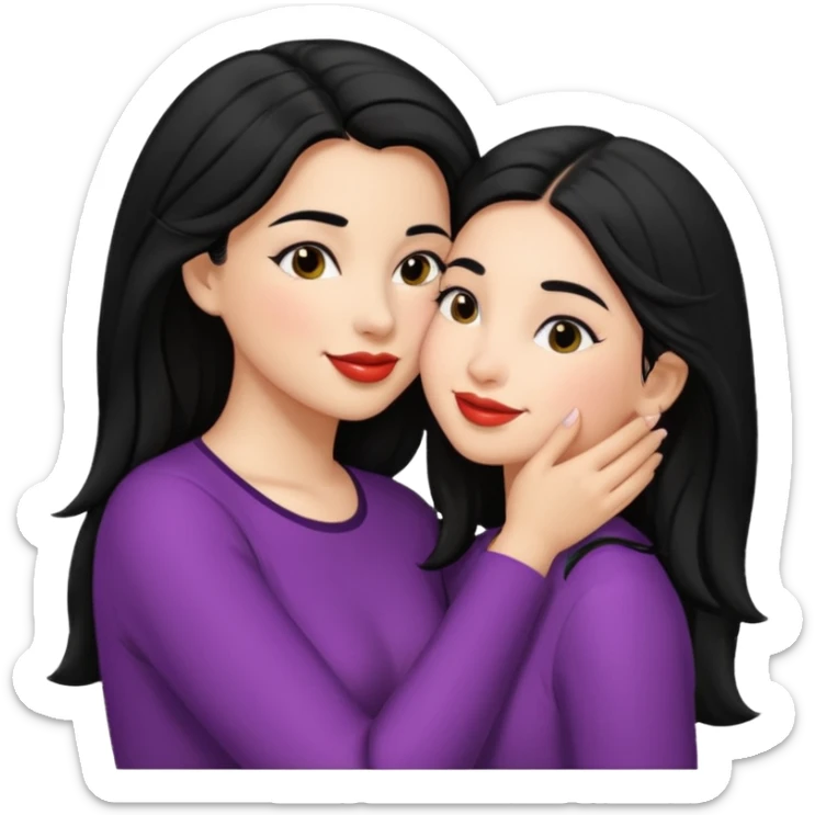 hispanic girl with black hair kissing another girl sticker