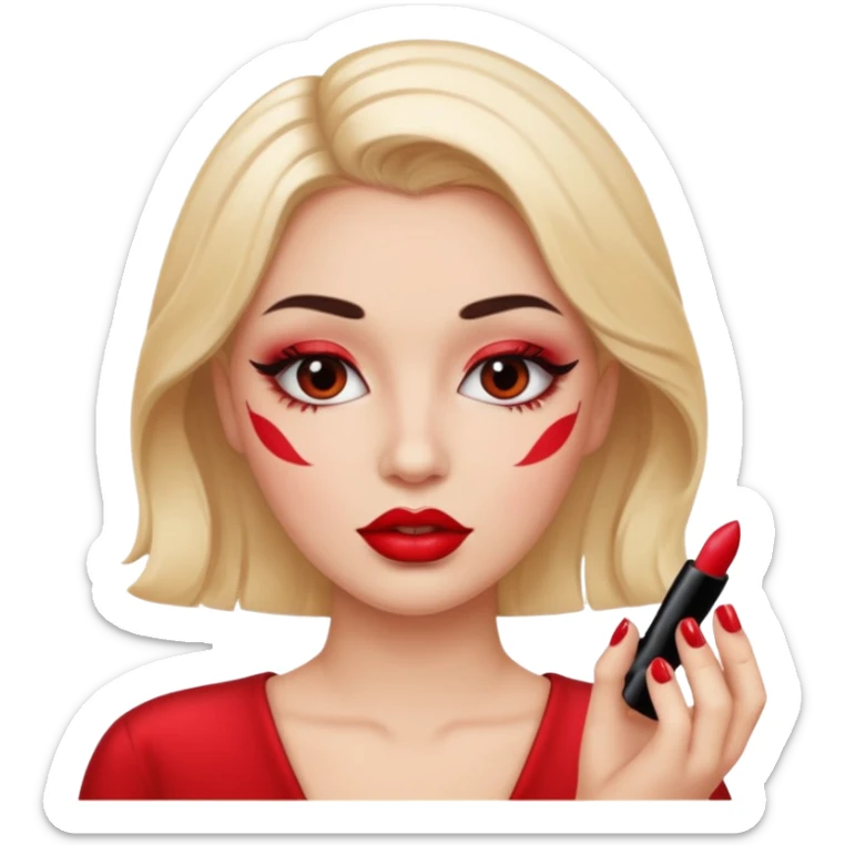 emoji of a makeup ish people with plump lips and mascara and nails sticker