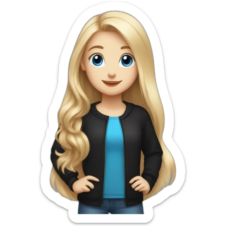 blonde girl with long hair , blue eyes , a black longsleeve that says ,,lilli‘‘ , a hamster on her shoulder sticker
