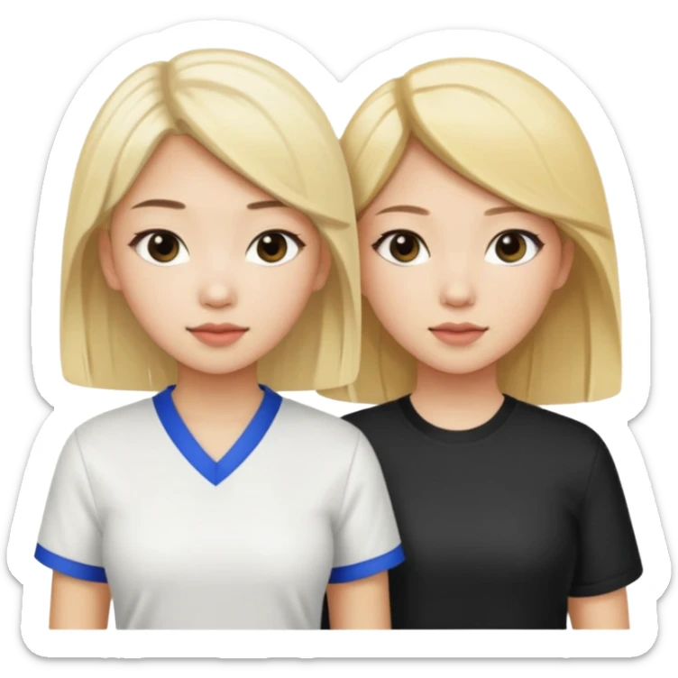 aisan girl and white girl with blonde hair going to the club sticker