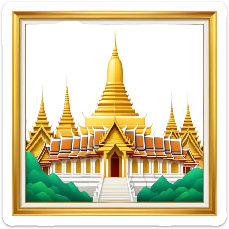 Grand Palace Bangkok Landmark Emoji – Featuring golden spires, Thai architecture, and the Emerald Buddha Temple. sticker