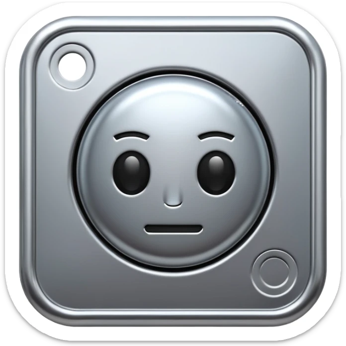 A futuristic microchip emoji made of polished silver chrome, minimal circuit details, smooth metallic surface, soft lighting, iOS emoji style, centered, clean white background sticker