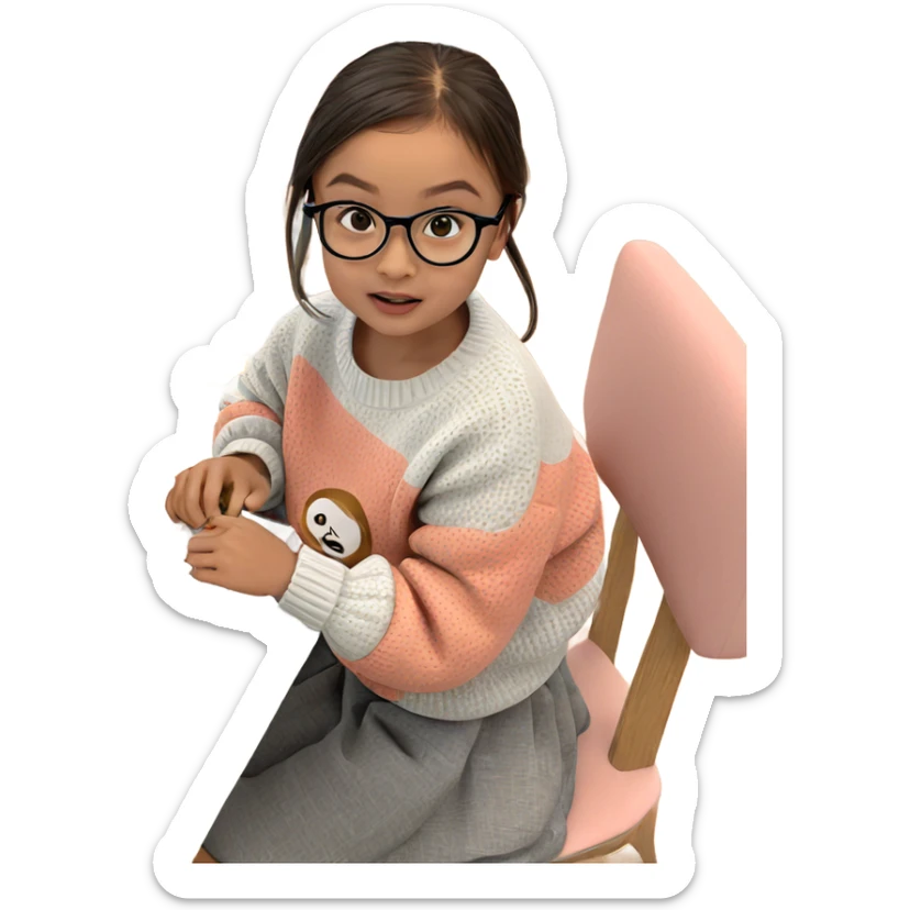 cute girl in sweater sitting sticker