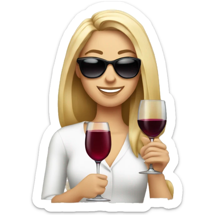White girl wearing sunglasses holding a glass of wine  sticker
