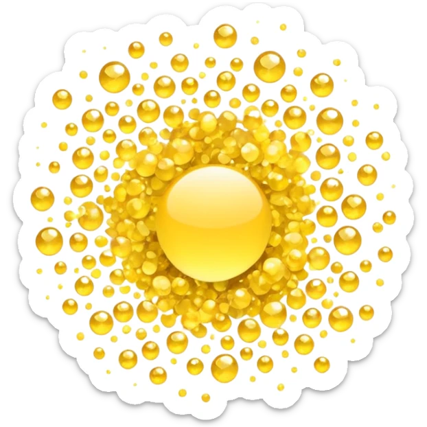Generate a high-quality 3D cartoon-style emoji of yellow sparkles, shimmering and glittering particles, scattered randomly, smooth gradient colors, no human faces, no objects, no star shapes, simple white background, high-resolution.
 sticker