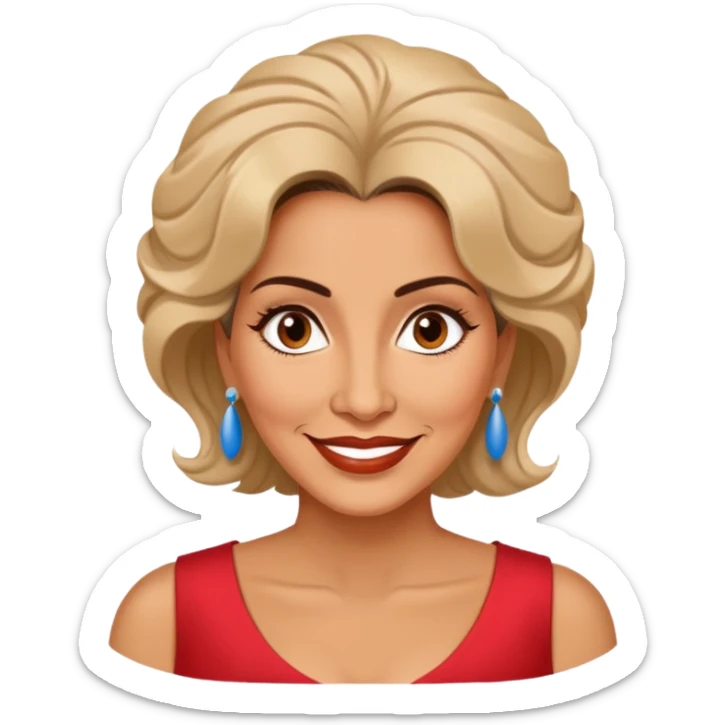 Famous Puerto Rican actress Marian Pabón with her distinctive hairstyle, warm smile, expressive eyes, middle-aged woman sticker