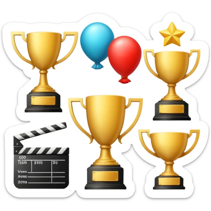 art png featuring achievements, films, and 100 views, in a style achievement sticker