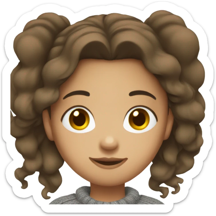 winter, christmas, hispanic, long brown hair, girl, brown eyes, child, full body, grey sweater sticker