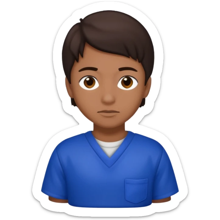 Dre from Lockdown with dre skin, brown eyes, dark brown hair , cobalt blue inmate outfit  sticker