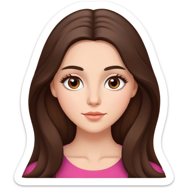 Prettyish, brunette with brown almond shaped eyes and long hair with rosy cheeks sticker