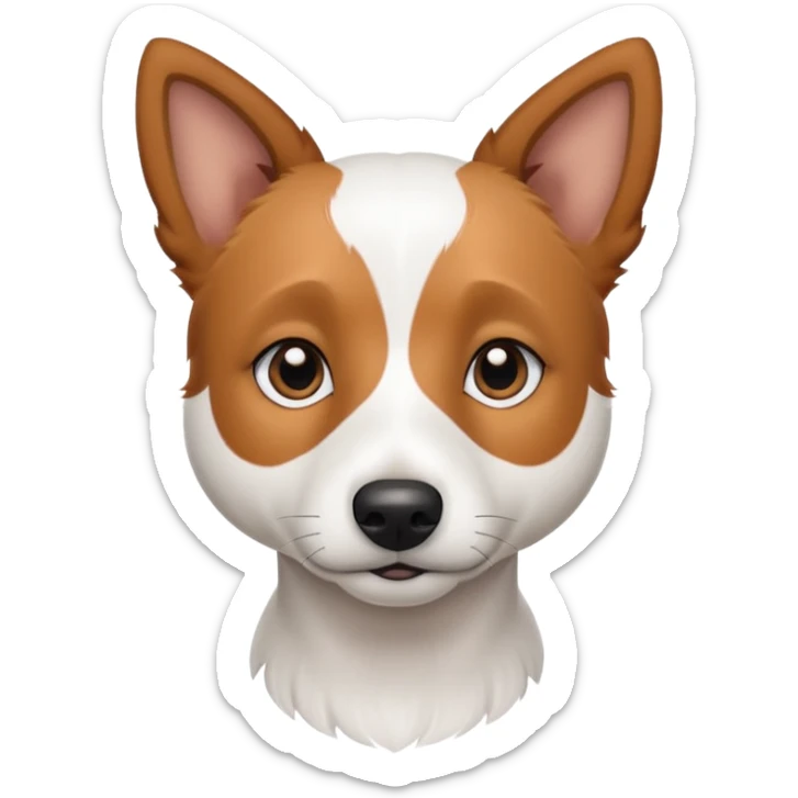 a fully white jack russell the size of a kelpie with light brown ears and a light brown patch on one eye sticker