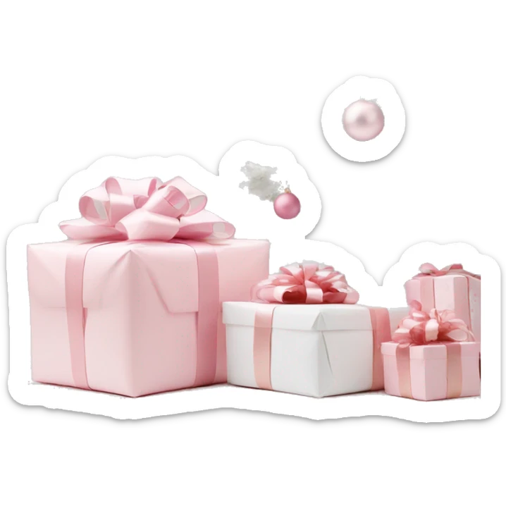 Light pink Christmas gifts under a white Christmas tree  sticker