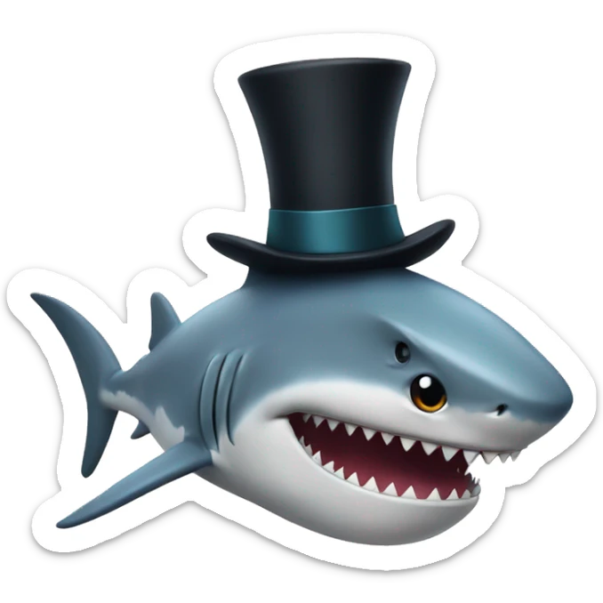 Shark with a top hat sticker