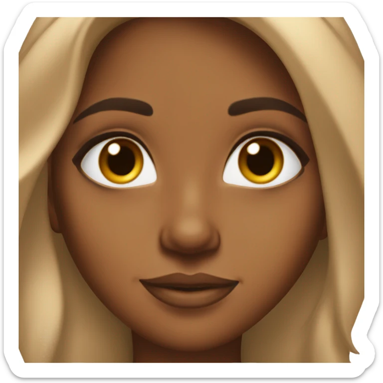 brown girl with long brown hair, luscious eyelashes, almond brown eyes, and a gold nose ring on the left side sticker