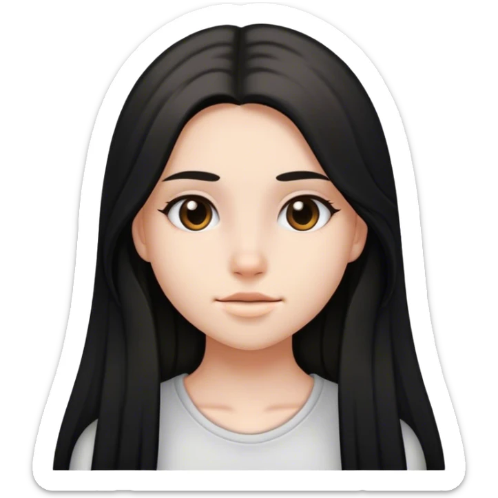 Teen girl with a black,smooth and long hair  sticker