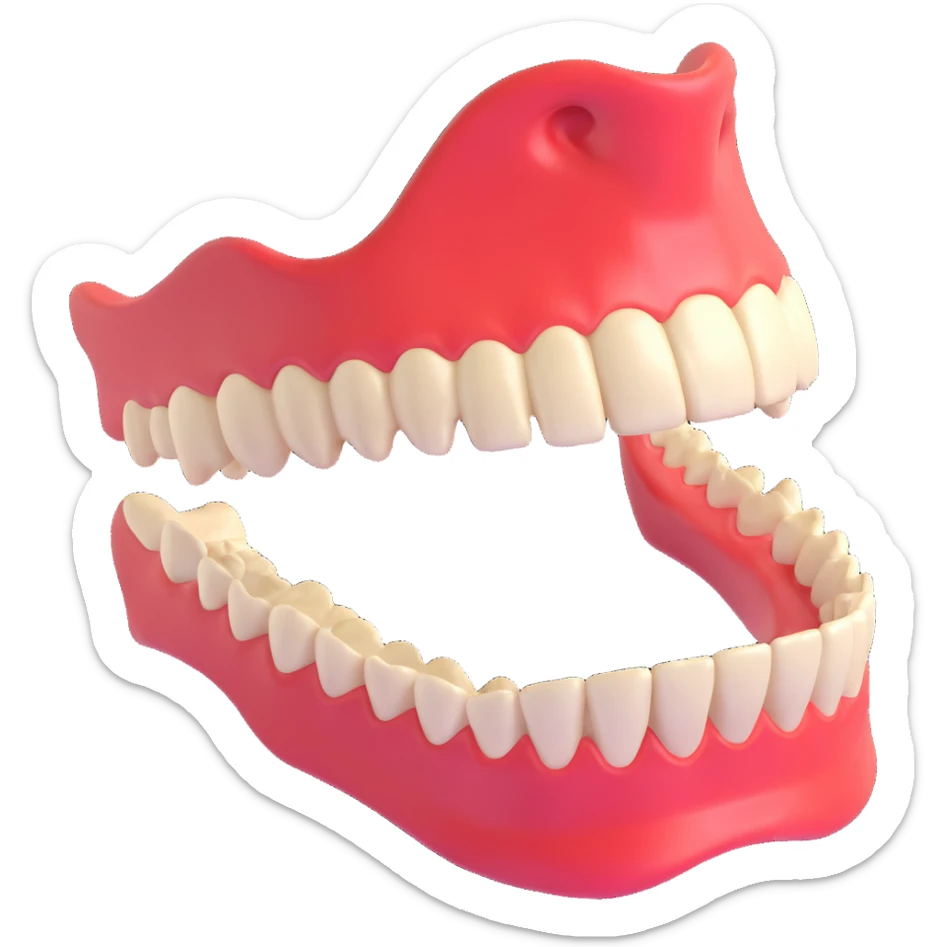 A detailed 3D model of a human jawbone, showing the mandible and teeth, in a scientific style. sticker