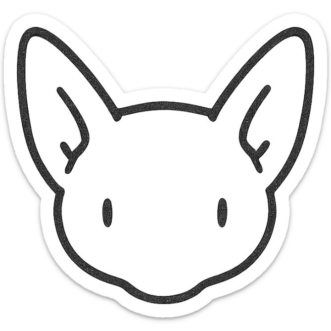 minimalist sphinx cat face icon with cute rounded shapes and proportions like Mew from Pokémon, modern sleek, single color, no facial features, for app icon use sticker