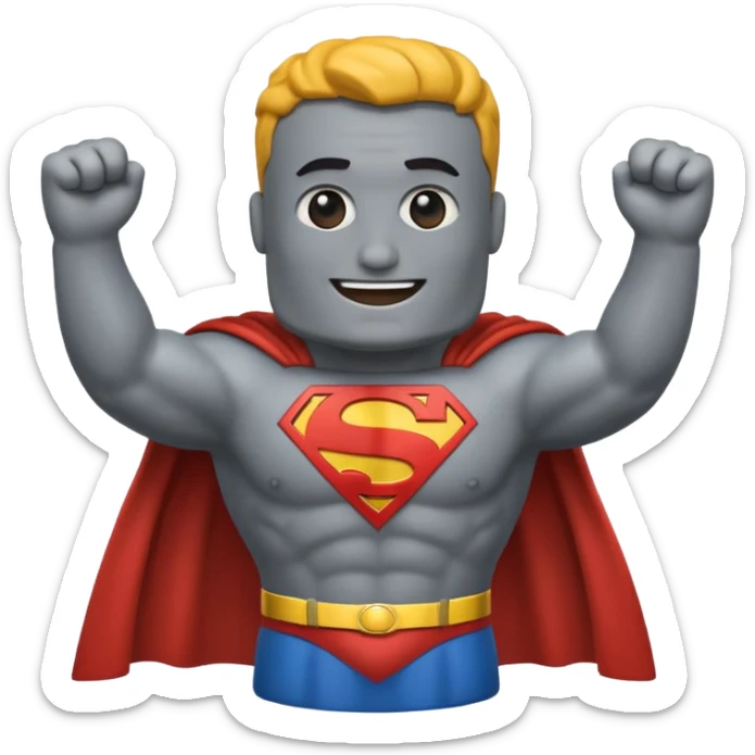 a moai emoji with a superman cape with the original face or the moat emoji sticker