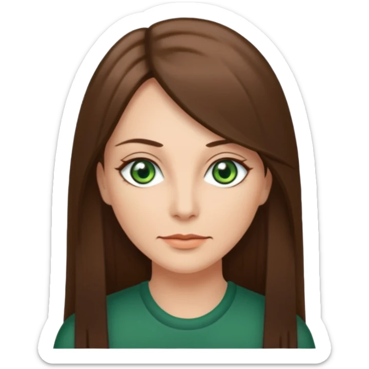 pretty middle age woman with green eyes and long straight ash-brown hair  sticker