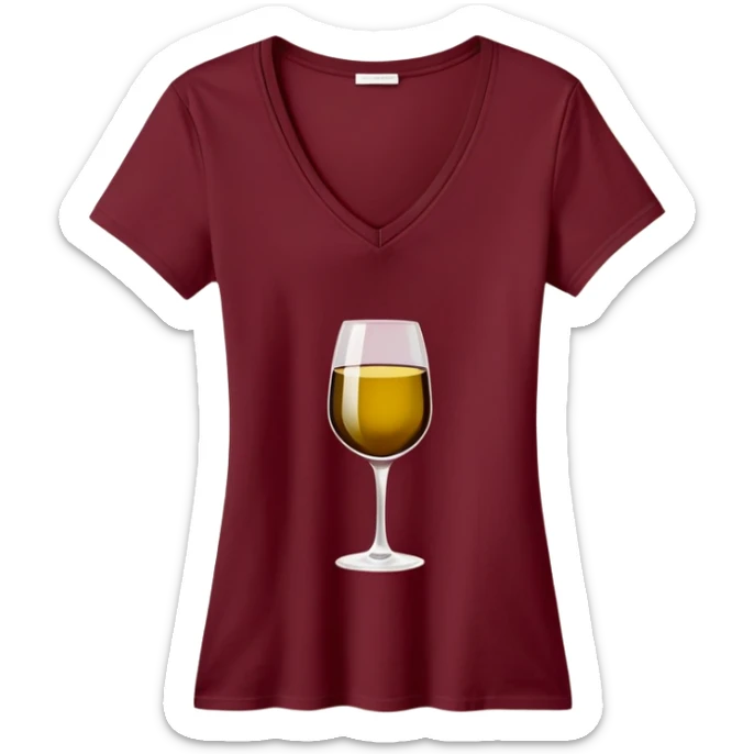 just a wine red cotton V-neck t-shirt, women's style, flat lay, no model, only the clothing item sticker