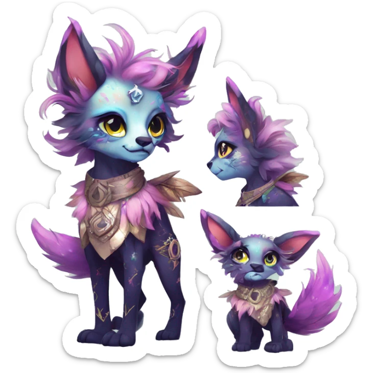 cute Kawaii edgy fantasy animal sparkle fursona Fionbri creature by griffsnuff & LiLaiRa & Falvie full body sticker