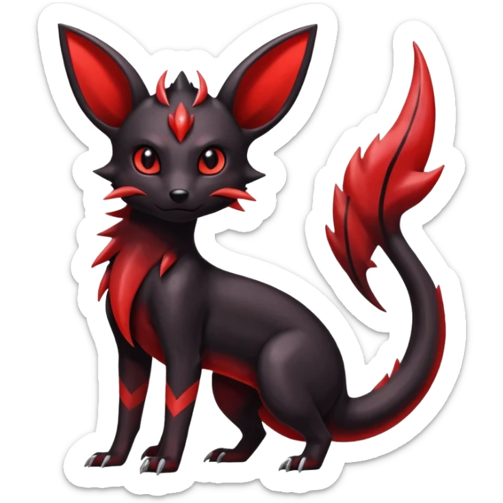 Shiny edgy dark gloomy red cool badass Umbreon-Salandit-Jolteon-fusion sticker