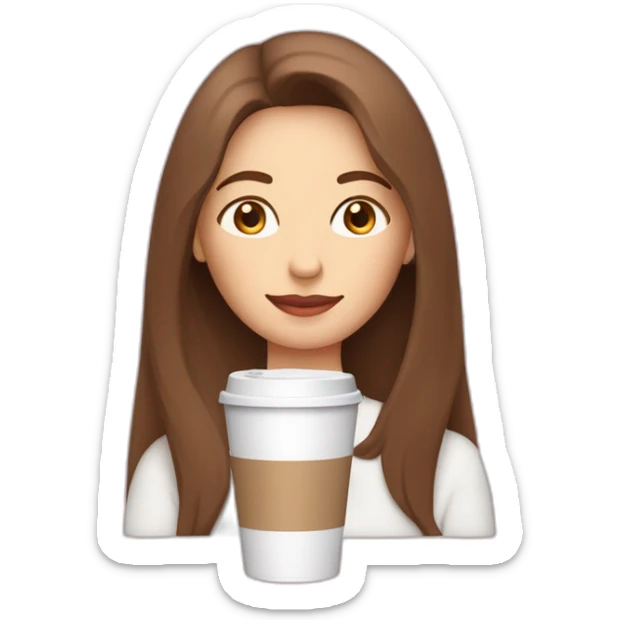 woman-with-pale-skin-and-brown-long-thin-straight-hair-wearing-a-white-woolly-shirt-drinking-coffee-from-a-light-pink-takeaway-cup-eyes-closed-b sticker