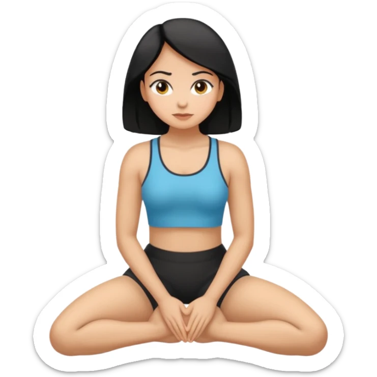 Tan woman with black hair with hands on knees, knees bent, arched back, big butt sticker