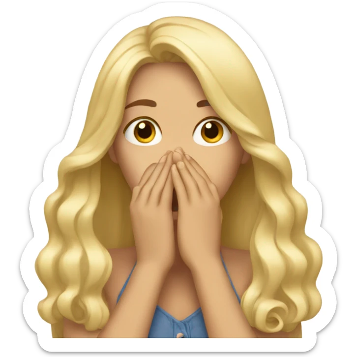 long hair blonde girl with her Hands covering her mouth sticker