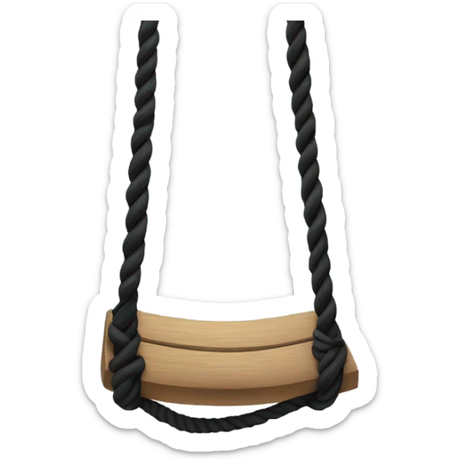 black rope swing hanging from a door with black rope with two giant holes sticker