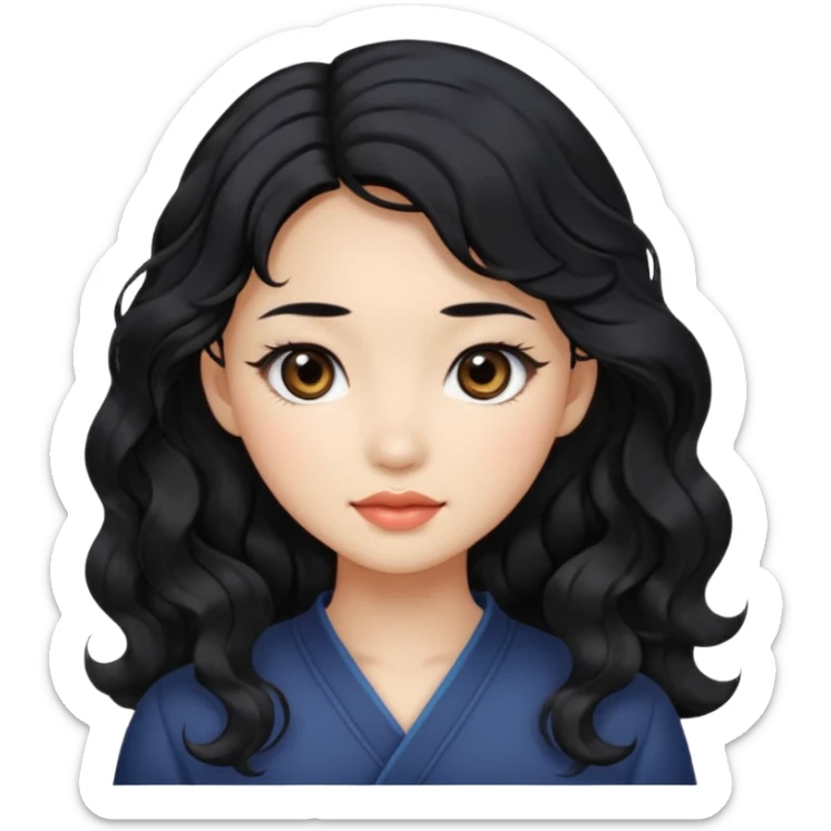 Beautiful girl,Black hair,wavy hair，long hair,Black eyes,Chinese sticker