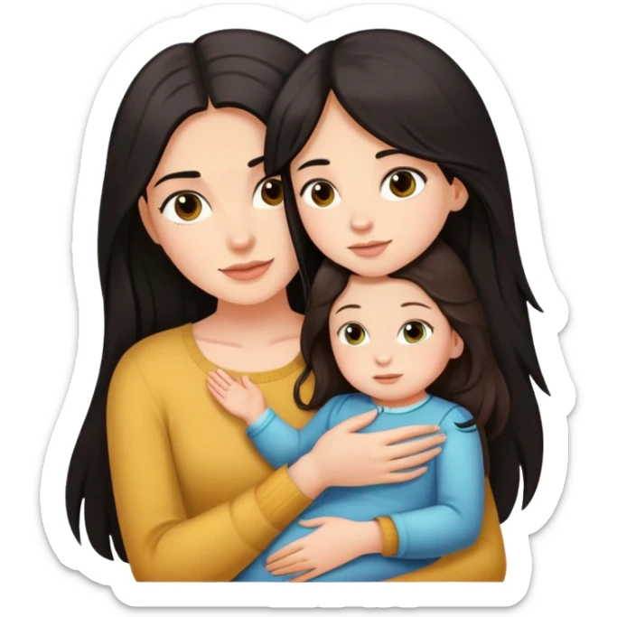 Girl in long dark hair holding her one and only daughter  sticker