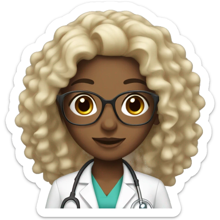 Pretty black female doctor with long curly hair and eyelashes sticker