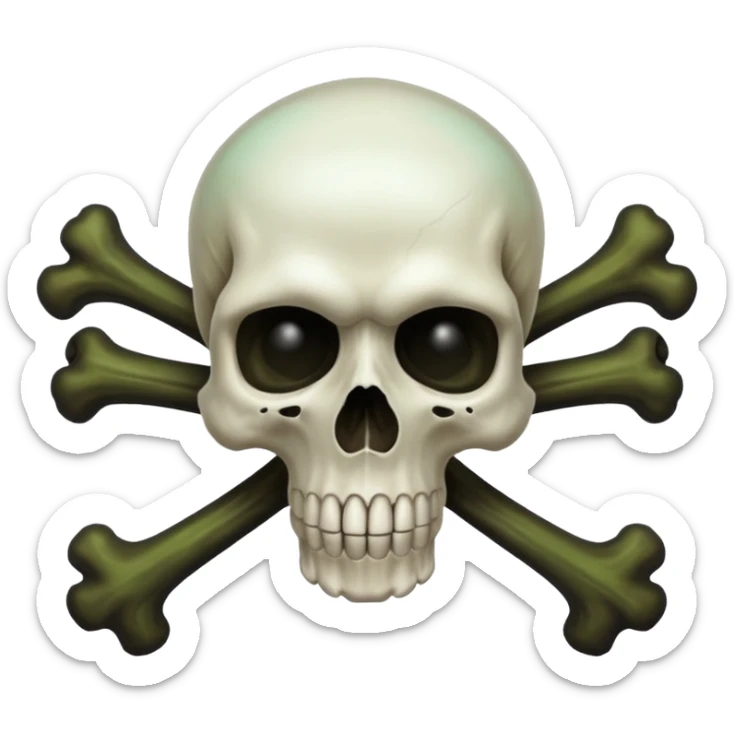 a poisonous cloud of gas, dark swamp color, with an image of a skull and two crossed bones behind the skull sticker