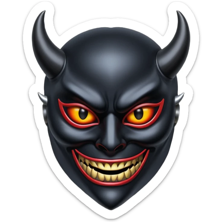 Demonic mask with subtle erotic curves, polished obsidian, lust and fear sticker