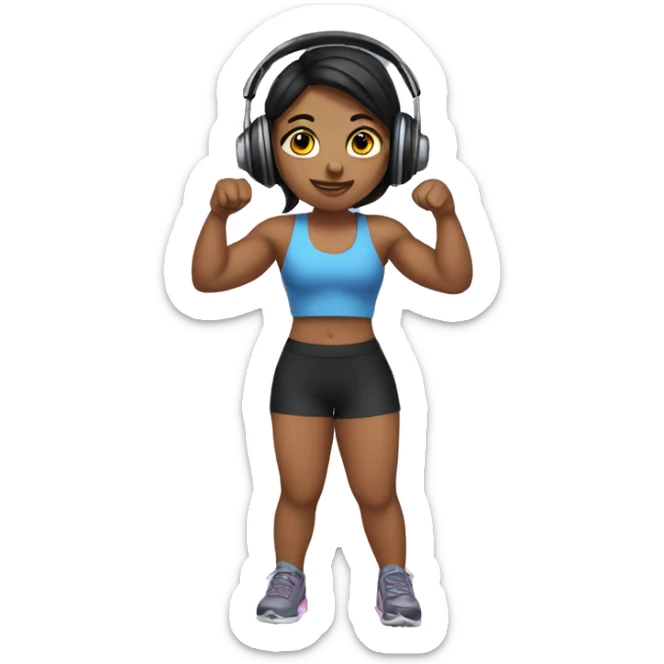 girl at the gym with black headphones  sticker