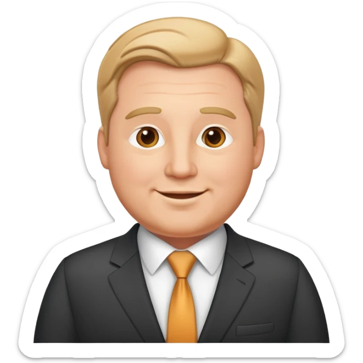 highly detailed happy plump white man in business suit, refined features, realistic proportions sticker