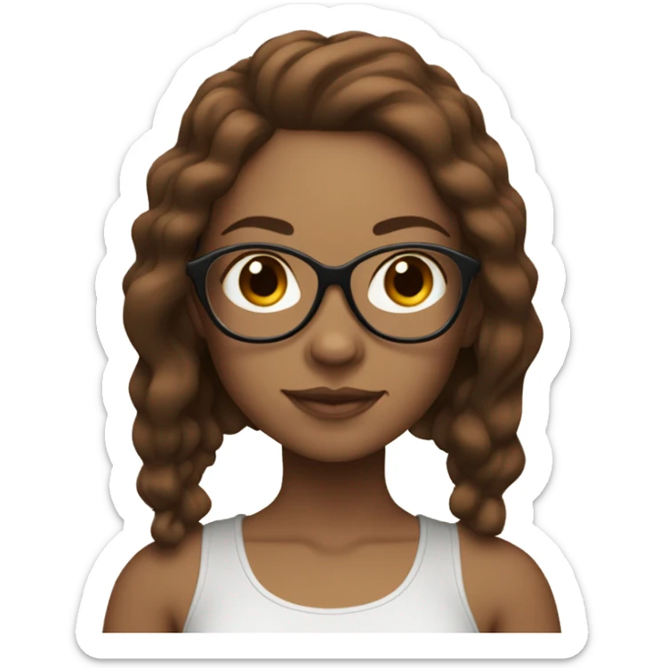 Yoga girl with glasses light skin dark brown hair with ginger ends sticker