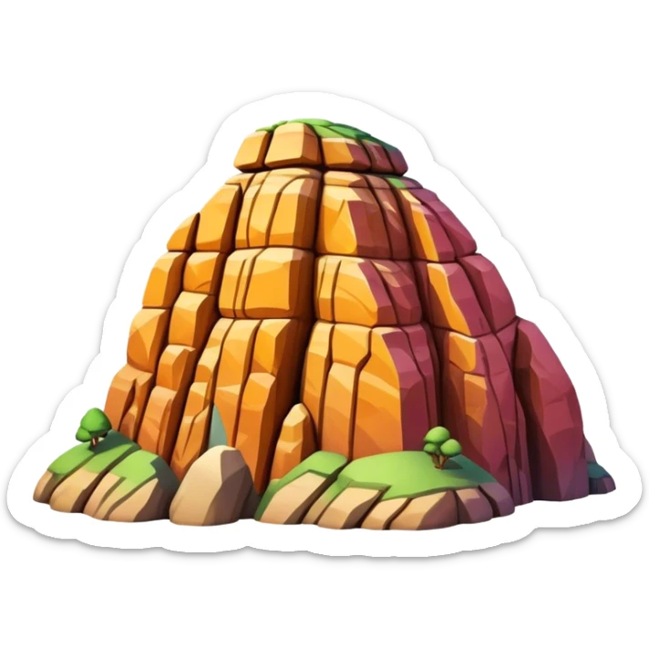 Cinematic Realistic Guatap√© Rock Landmark Emoji, showcasing a vividly colored rock formation with intricate patterns rendered with detailed textures and vibrant, scenic lighting. sticker