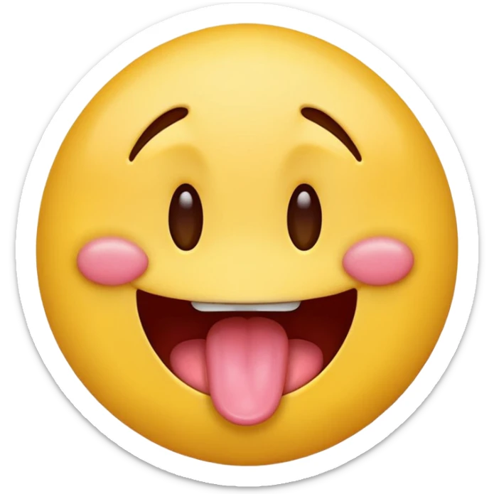 Regular yellow emoji, tongue sticking out with lots of drool sticker
