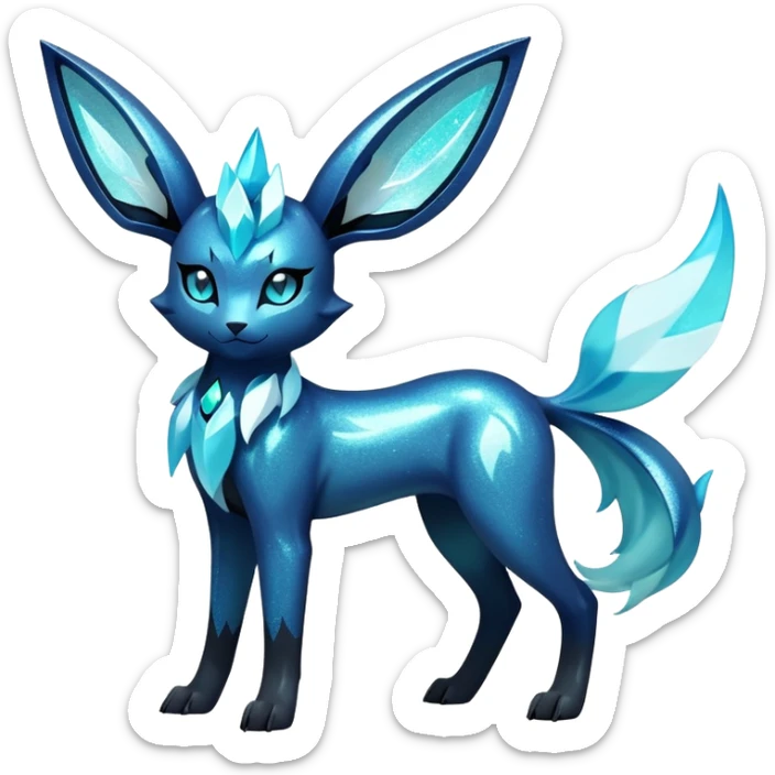 Shiny Edgy Badass Dark Gothic Glittery Ethereal Sparkly Glaceon-Amaura-Aurorus-Fakémon-hybrid-creature (full body)  sticker