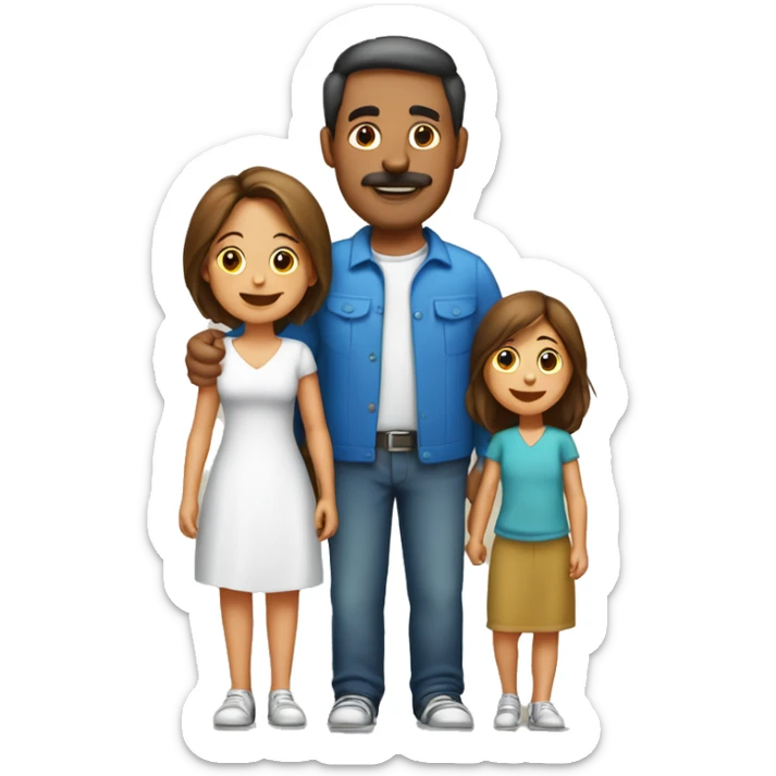 Familia de 5 personas papá mamá 2 hijos 1 hija sticker