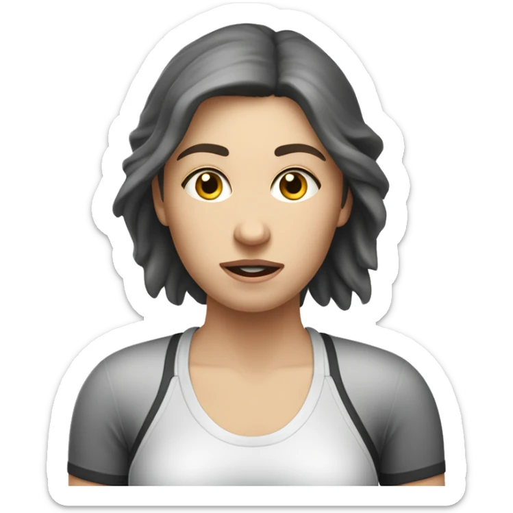 white brunette woman who does pilates and is sore but has to play kickball tomorrow and is scared about it sticker