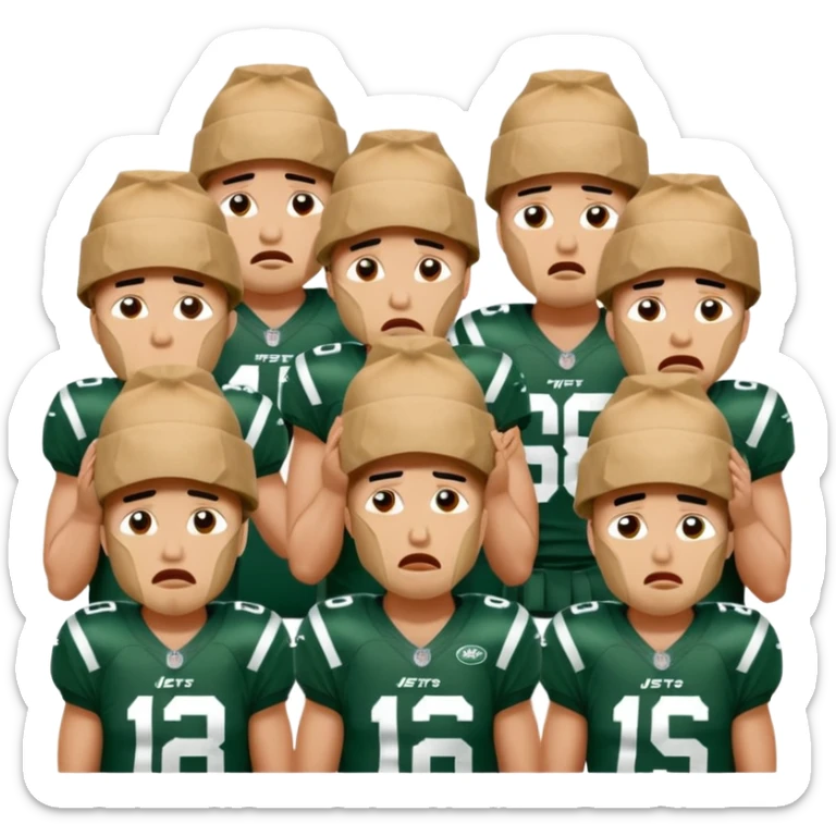 New York Jets being cry babies with tears with paper bags on their heads sticker