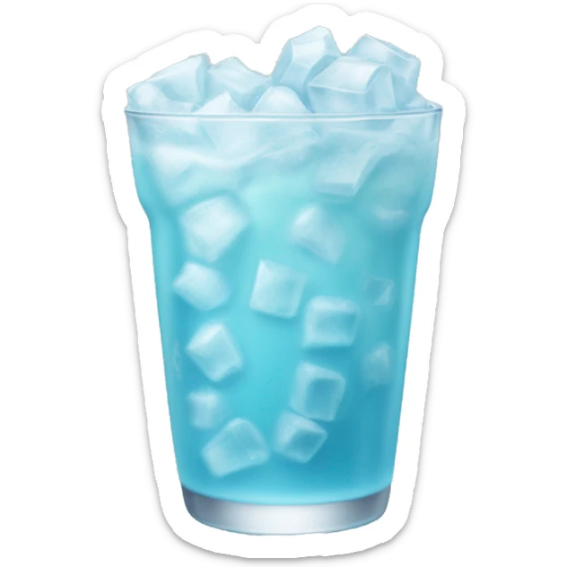pastel blue drink with lots of ice and frosted glass sticker