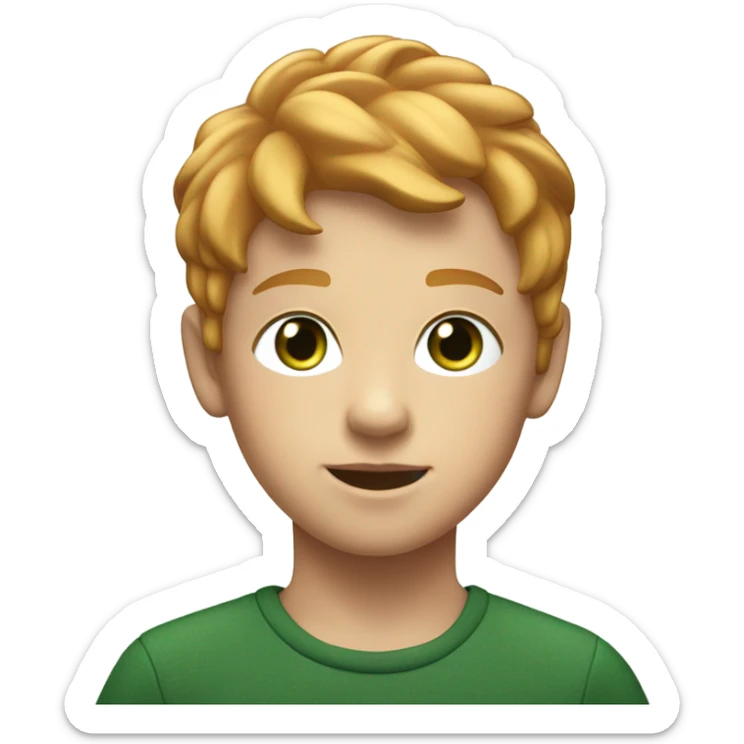 young Boy with green and short strawberry blonde hair  sticker