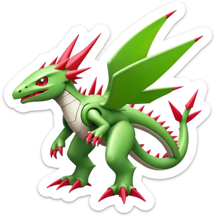 Spiky Cool Edgy shiny colorful Digimon-Fakemon-Flygon-Gabite-Mecha, full body, two legs sticker